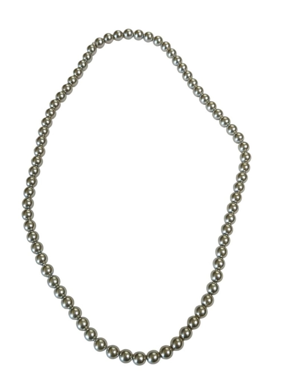 Pale Green Glass Faux Pearl Beaded Necklace No Clasp 22 inches Long